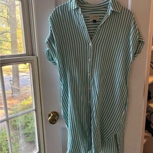 Oversized Universal Thread Mint and White Striped Shirt